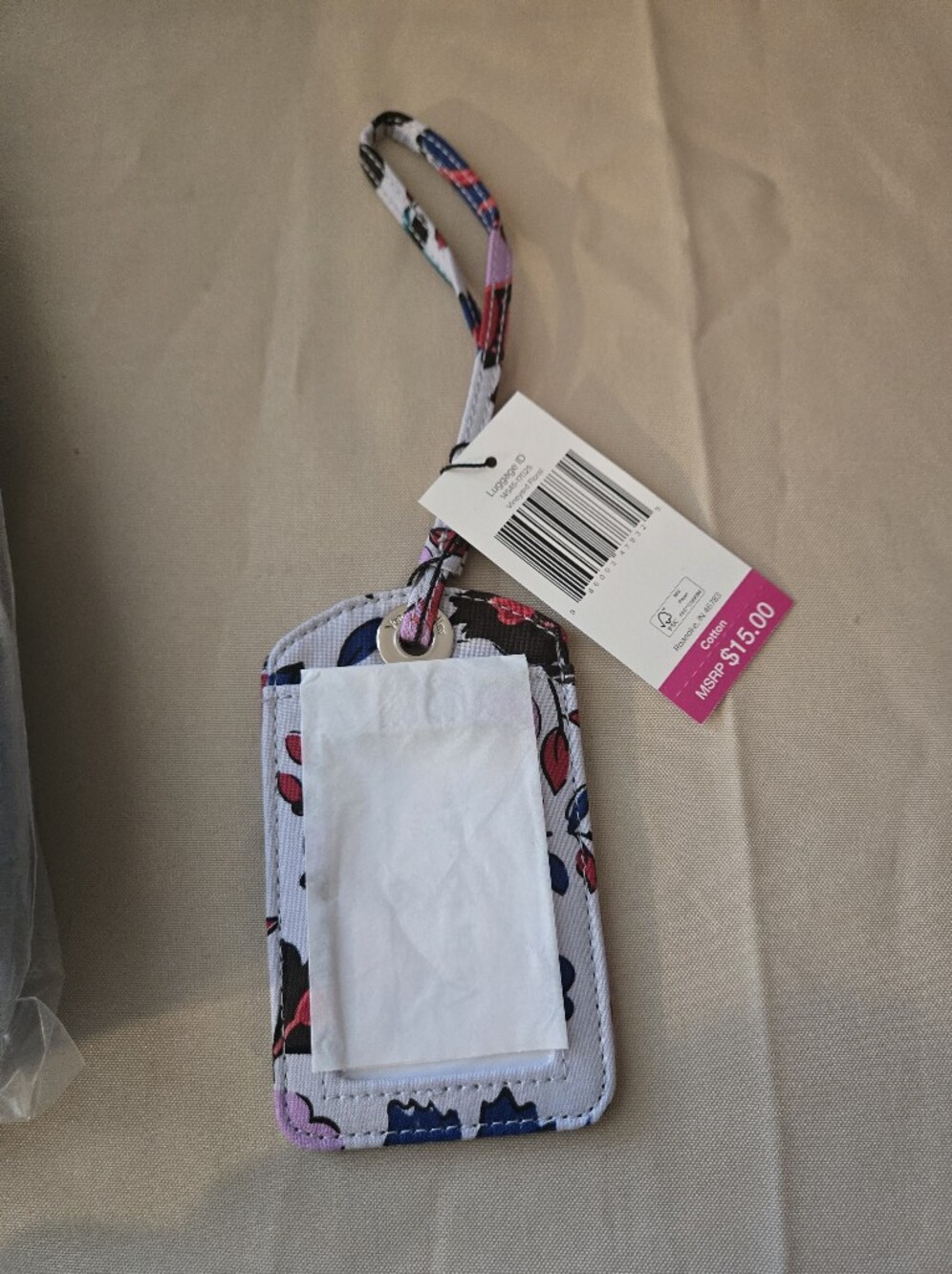 NWT Vera Bradley Zip ID Case & Wristlet Key Ring Floral Blue Multicolor - Picture 7 of 7